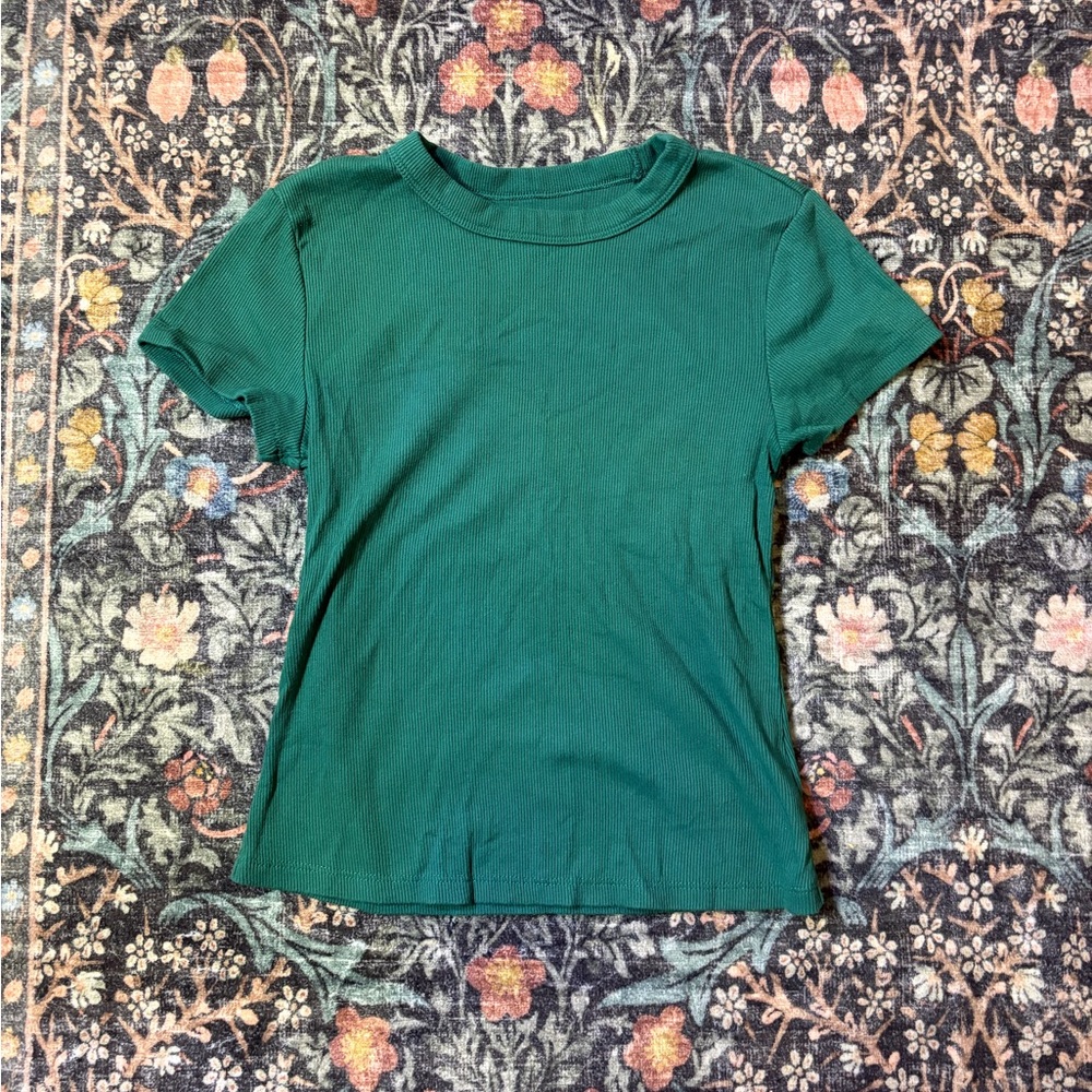 Green Ribbed Baby Tee
